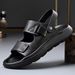 New Summer Outdoor Sandals For Men Cual Sport Slippers Non-slip Leather Beach Breathable Wading Aqua Shoes Man_vogvips.com