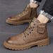 European Warm Series Autumn Winter New High-top Martin Boots British Style Large Size Casual Mid-top Side Zipper Trendy Men's Work Shoes_vogvips.com