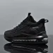 Mens Running Shoes Black Mesh Air Cushion Sneakers With Teal Accents Print Daily Outfit_vogvips.com