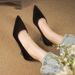 Leopard Print Women's Pointed Toe Temperament, Small Heel Shoe, Cat 2025 Autumn New Item, Suede Mid Heel, Shallow Mouth_vogvips.com