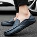 Bean Shoes Flat Men Hollow Leather Slip-on Casual Shoes_vogvips.com