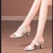 Cross-border Rhinestone Elegant Mid-high Outdoor Women's Shoes, Summer Chunky Heel Fashion Sa, Versatile Slip-on_vogvips.com