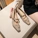 6413 High Heels Women Thick Heel 2026 New Square Toe Mary Jane French Bowknot Woven Surface Single Shoes_vogvips.com