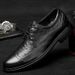 Euro Step Business Formal Casual Leather Men's Wedding Top Layer Cowhide Lace-up Crocodile Brogue Carved Height-increasing Shoes_vogvips.com