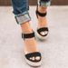 Women's Plus Size Fish Mouth Wedge Sandals Open Toe Ankle Strap_vogvips.com