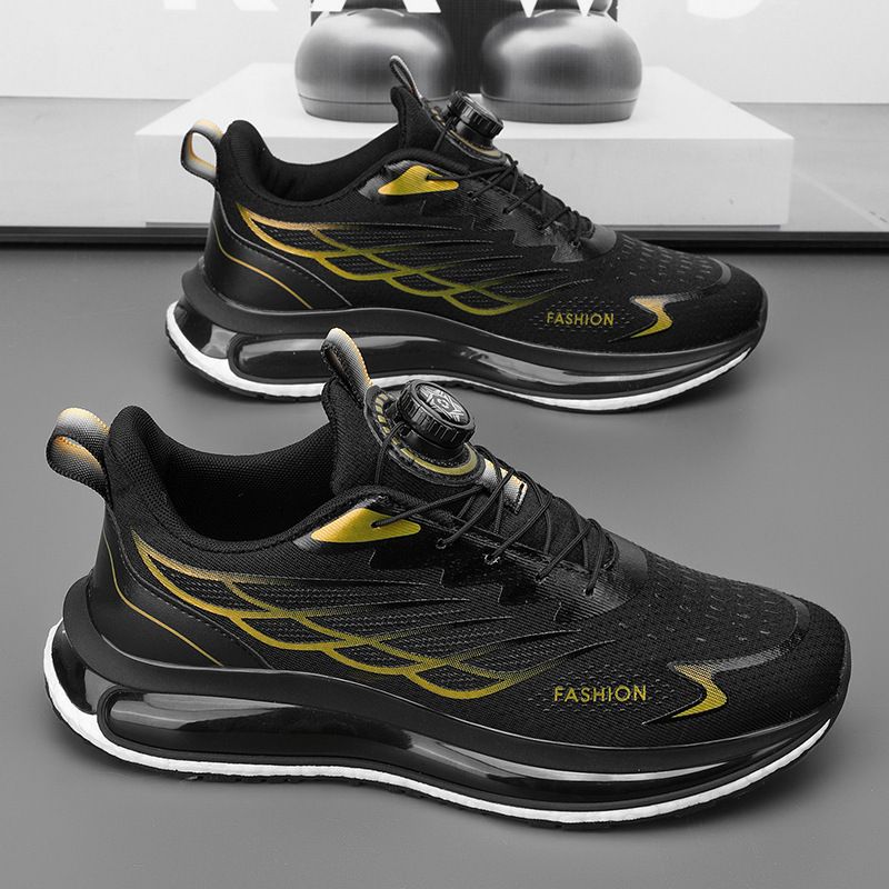 New Rotating Button Summer Men's Breathable Thick Bottom Popcorn Cushioned Running Shoes_vogvips.com