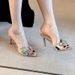 Summer New Pointed Toe One-Strap Rhinestone High Heel For Women, European And American Style, Sexy Thin Heel,_vogvips.com