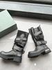 2025 Autumn And Winter New Thick Heel High Top Long Boots For Women, Second Layer Cowhide, Medium Heel, Belt Buckle, Motorbike Boots_vogvips.com