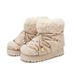 Women's Shoes Snow Boots Fine Belt Beaded Round Head Warm And Velvet Sports Thick Sole Non-slip Snow Boots_vogvips.com