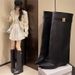 Elegant Retro Women's Knee-High Boots - Pointed Toe, Chunky Heel, Versatile Styling For Fall/Winter/Spring_vogvips.com