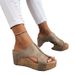 Wedge Trendy Summer New Round Thick Sole Roman Sandals Women Plus Size Foreign Trade Peep Toe Platform Slippers_vogvips.com