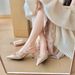 MTX 2026 New Miu* Nude Color Closed-Toe Shoes For Women, Thin Heel Pointed Toe Sandals, French Style Elegant One-Strap_vogvips.com