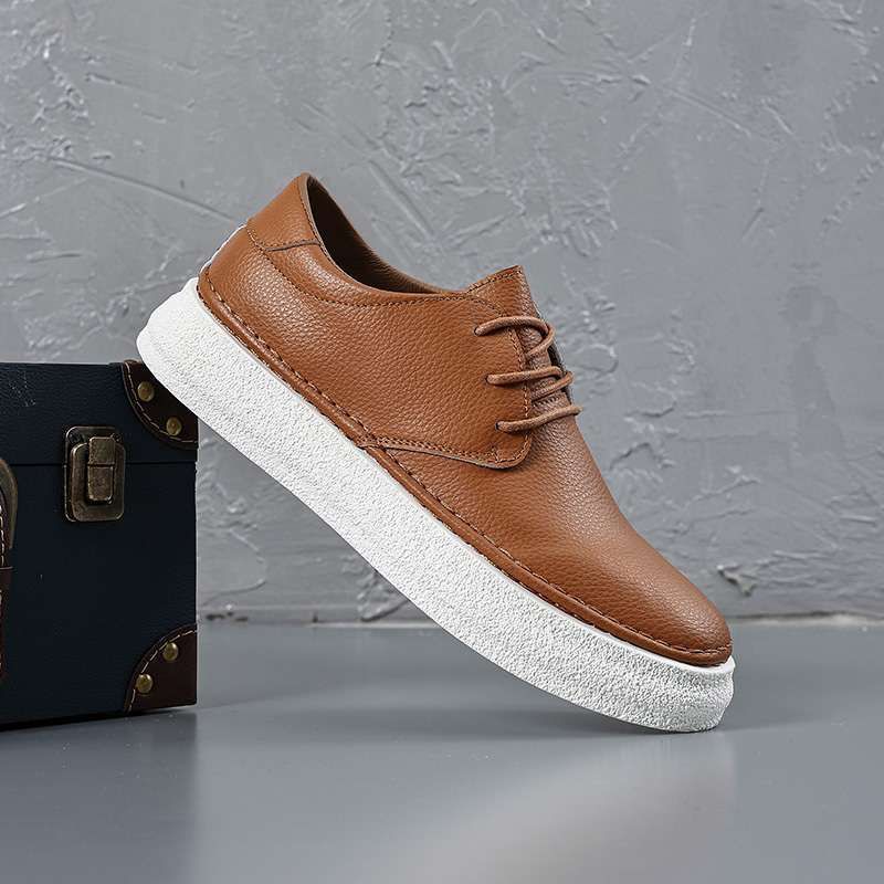 Euro Step Si Xiang Versatile Men's Brogue Shoes Fashion Soft Leather Casual Loafers_vogvips.com