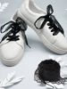 2 Pieces Lace Shoelaces, Ballet Style Cute Girl Accessory, Black And White Silk Lace Edged Shoelaces_vogvips.com