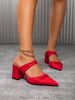 Women's Shoes Women's Solid Red Pointed Toe Block Heel Mules Elegant Slip-On Dress Shoes For Office Party Wedding_vogvips.com