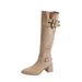 Autumn Winter New Style Cuffed Long Slouch Chunky Riding Women's Hot Girl Belt Buckle Heel Knee High Boots_vogvips.com