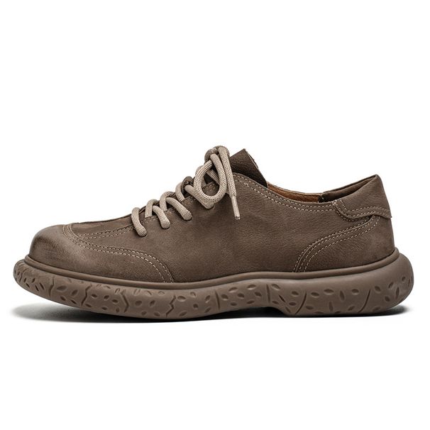 Men's Casual Shoes Top Grain Cowhide Soft Sole Versatile Retro Fashion British Style Trendy Leather Shoes_vogvips.com