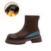 Women's Shoes Chunky Sole Leather Ankle Boots - Retro British Style Round Toe Booties With Hidden Wedge Heel For Fall & Winter_vogvips.com
