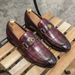 New Fashion Men's British Black Business Casual Loafer Shoes Daily Driving Office Leather Shoes One Foot Pedal Lazy Brown Banquet Dress Wedding Men's_vogvips.com