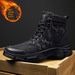Men's High-Top Lace-Up Winter Boots, Fashionable Outdoor Ankle Boots With Fleece Lining, Warm & Comfortable Casual Shoes For Teens & Adults_vogvips.com