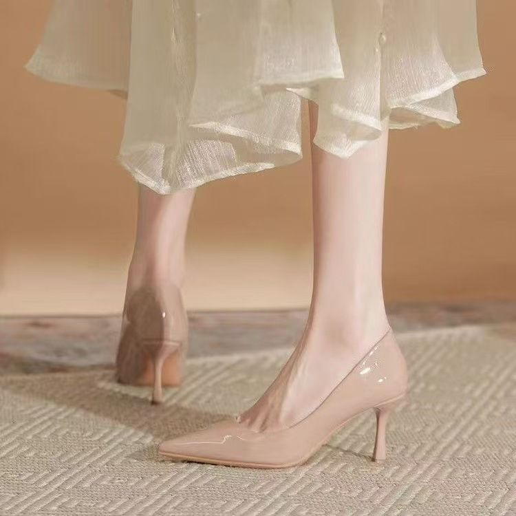 Black High-heeled Shoes, 26 Women's Thin Heel, New Product, Pointed Toe, Nude Color, Single Shoe_vogvips.com
