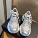 Thick Soled Silver Dad Shoes For Women New Breathable Height Enhancing Net Celebrity Street Blasting Ins Trendy Casual Sports Shoes_vogvips.com