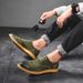 Men's Shoes Brogue Shoes Men's Soft Leather Suede Casual Retro British Work Shoes Size 46 Plus Size Suede Leather Shoes_vogvips.com