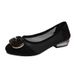 Summer Breathable Mesh Square-button Casual Shoes With 3cm Low Heel And Soft Sole, Versatile And Suitable For All Occasions, Black Plain Toe Shoes._vogvips.com