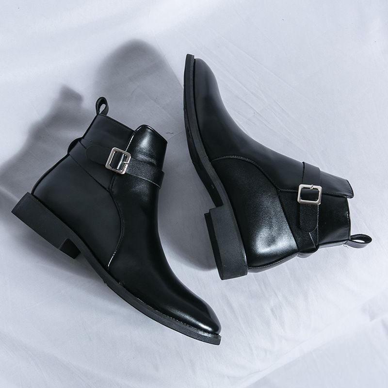 Men's Chelsea Boots - Stylish Pointed Toe Ankle Boots With Side Zipper, Breathable Synthetic Leather, Rubber Sole, Casual & Business Wear_vogvips.com