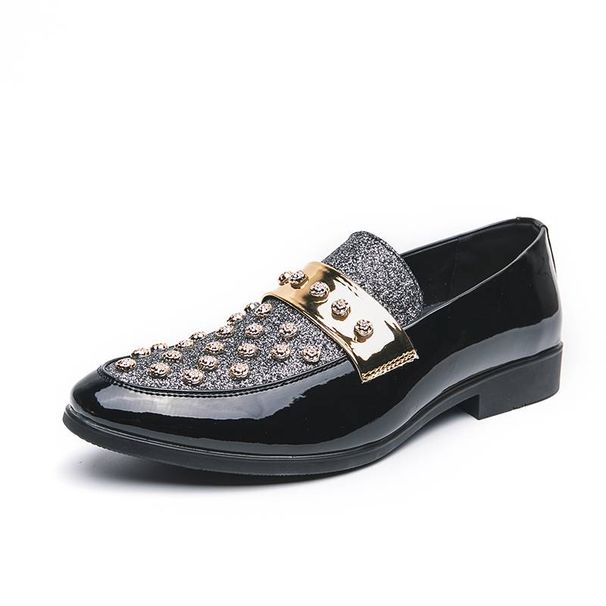 New Fashion Trendy Men's Shoes, Personalized Rivet Dress, Loafers, British Style, Lazy Fashion Nightclub Banquet Dress, Leather Shoes_vogvips.com