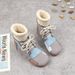 Autumn Winter New Mori Artistic Fleece-Lined High-Top Thick-Soled Short Korean Style Lace-Up Color-Block Round-Toe_vogvips.com