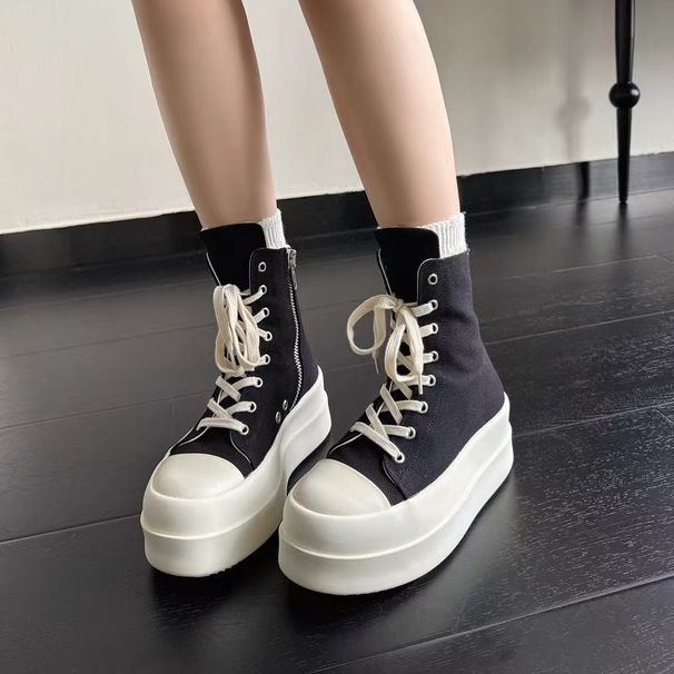 Dark Thick-Soled Canvas For Women, Same Style As 2025 New Model, Height-Increasing Sports Shoes, Internal Height_vogvips.com