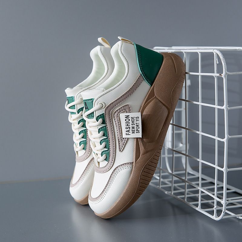 Women's White Chunky Sneakers - Thick Sole Platform Shoes For Spring, Fashionable Casual & Streetwear Shoes_vogvips.com