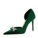 1363-K80 Wind High Thin Heel Women's Shoes, Thickened Suede Surface, Shallow Mouth, Pointed Side Hollow Water Diamond_vogvips.com