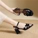 Patent Leather Open-toe Buckle High-heeled Slimming Versatile, Elegant Single Shoes, Classic Chunky Heel Women's Shoes_vogvips.com