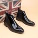 Fashion Men's High-top Leather Shoes Pointed Toe Slippers Chelsea Booties_vogvips.com