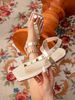 Women's Slippers, Simple Home Slip On, Fashionable And Comfortable, Champagne Color, Lace Up Decoration, Square Toe Flat Slippers For Women_vogvips.com