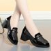 Popular Women's Loafers With Thick Chunky Square Heels, Breathable Leather, Soft Soles, Summer New Style, Ultra-soft_vogvips.com