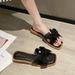 Trendy Square-toed Bowknot Slippers Women, Fashionable And Versatile For Summer Outings, Low-heeled, Non-slip,_vogvips.com
