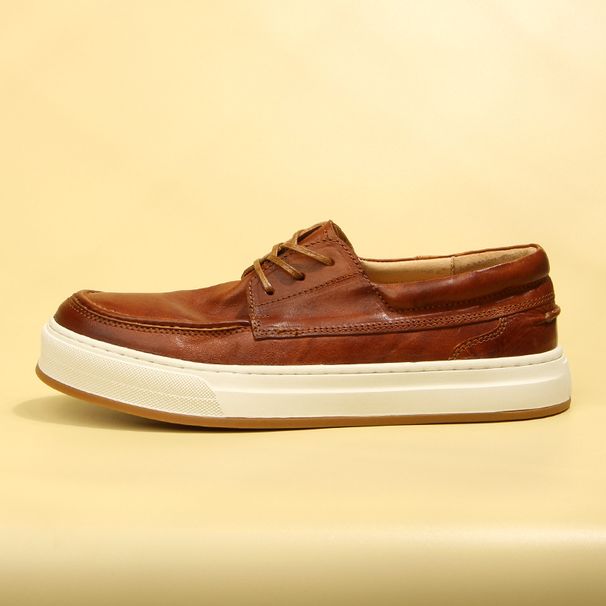Men’s Shoes Horse Leather Washed Retro Casual Sneakers Men's Shoes Genuine Leather Fashion Trend Leather Shoes Spot Delivery_vogvips.com