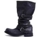 Women's Western Cowboy Boots With Stacked Shaft Vintage Style Mid Calf Riding Boots Chunky Heel And Round Toe For Fall Winter_vogvips.com