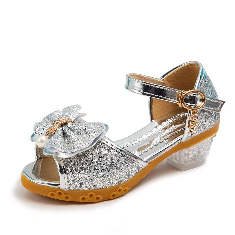 Sandals 2024 Summer New Arrival Kids Crystal High Heels K-style Easiest For Match Little Girl Medium And Large_vogvips.com