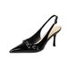2025 Autumn Belt Buckle Patent Leather High Heels Wide Fit Chunky Strap Closed Toe Sandals Punk Style Women's Shoes_vogvips.com