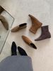 ShoeVault Inner Height Increase Suede Square Toe Short For Women 2024 Autumn Winter New Style Elegant Versatile Women's Wedge Heel_vogvips.com