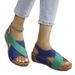 Large Size Fish Mouth Cross Muffin Platform Velcro Sandals For Women_vogvips.com