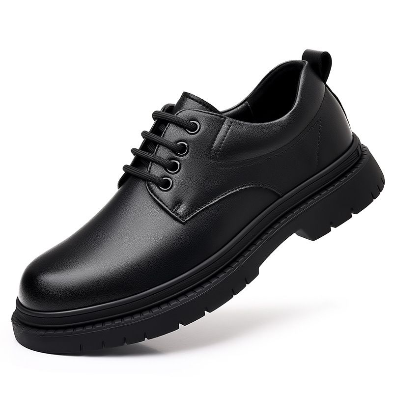 2024 Autumn New Men's Genuine British Style Thick Sole Black Work Large Toe Business Casual Leather Shoes_vogvips.com