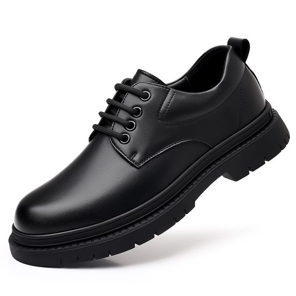 2024 Autumn New Men's Genuine British Style Thick Sole Black Work Large Toe Business Casual Leather Shoes_vogvips.com