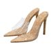 European And American Foreign Trade Women's Shoes, Peep-toe Stiletto Transparent High Heels, Large Size Slip-on_vogvips.com