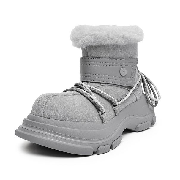 Buffny Winter Snow Boots For Men & Women - Waterproof Slip-Resistant Suede Mid-Calf Boots With Faux Fur Lining, Platform Sole & 3-5cm Heel_vogvips.com