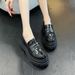 Platform For Women Spring New Versatile Small Leather Korean And Japanese Wedge Single Shoes Slip On British Style_vogvips.com